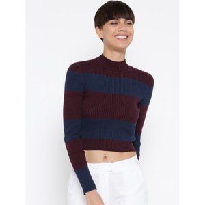 Ribbed mock-neck cropped sweater